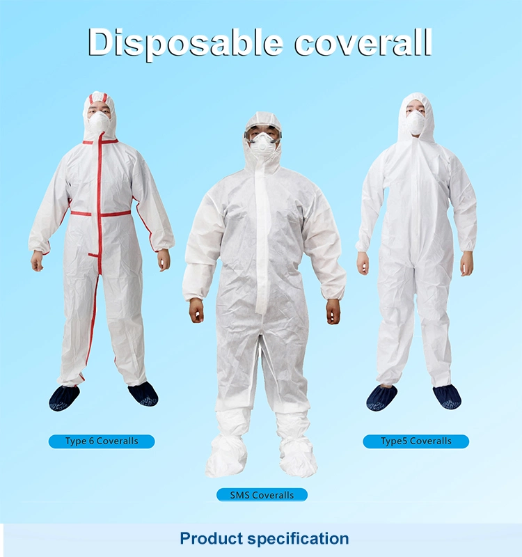 Safety Nonwoven Type 5 6 Disposable Clothing Coverall